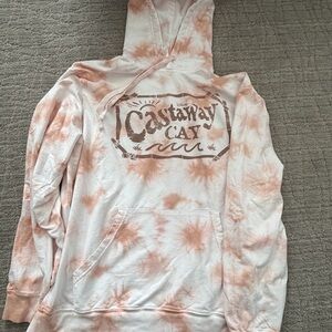 Castaway Cay Tie-Dye Hoodie in Peach and White